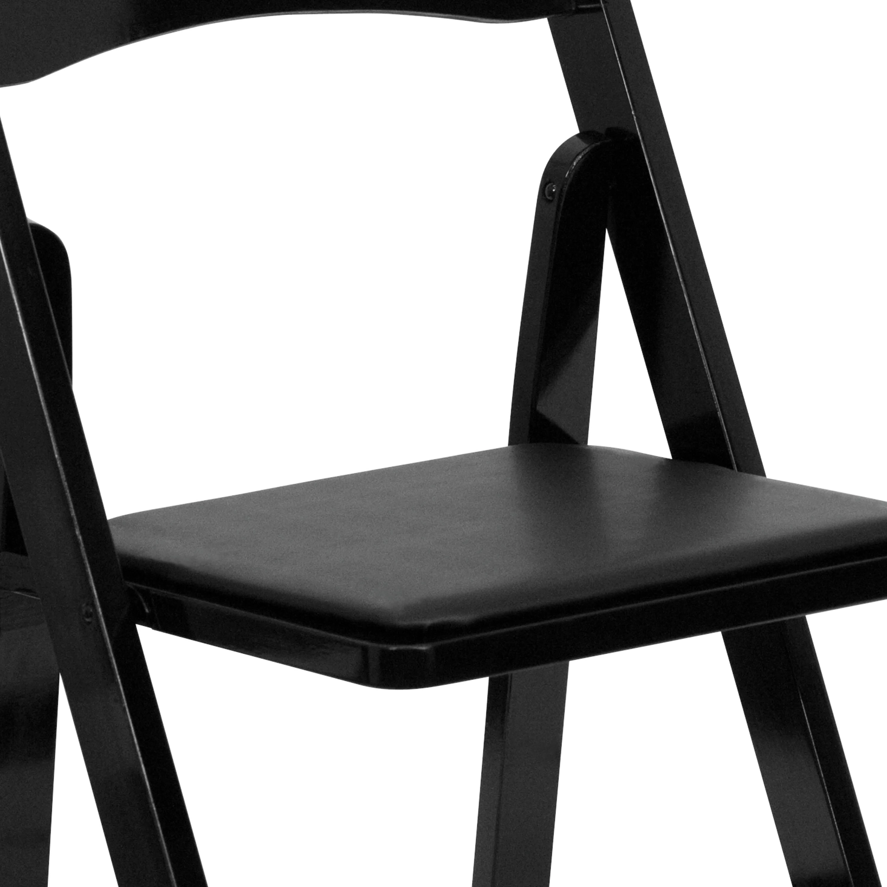 Sedia pieghevole in legno imbottita nera