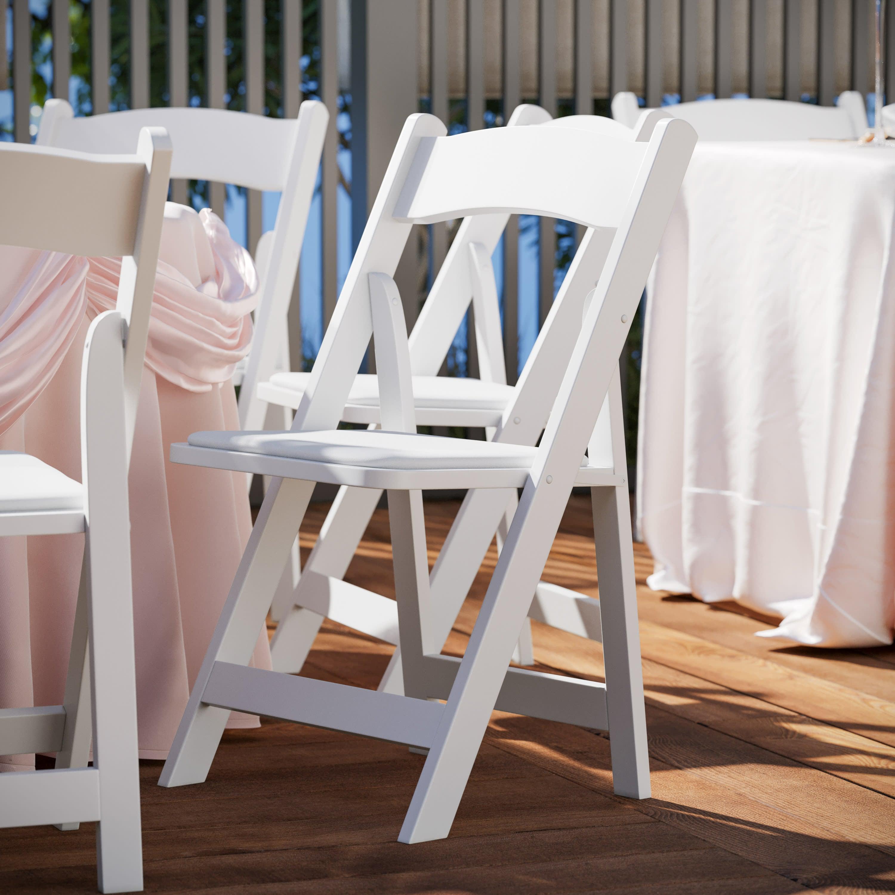 White Padded Wood Folding Chair