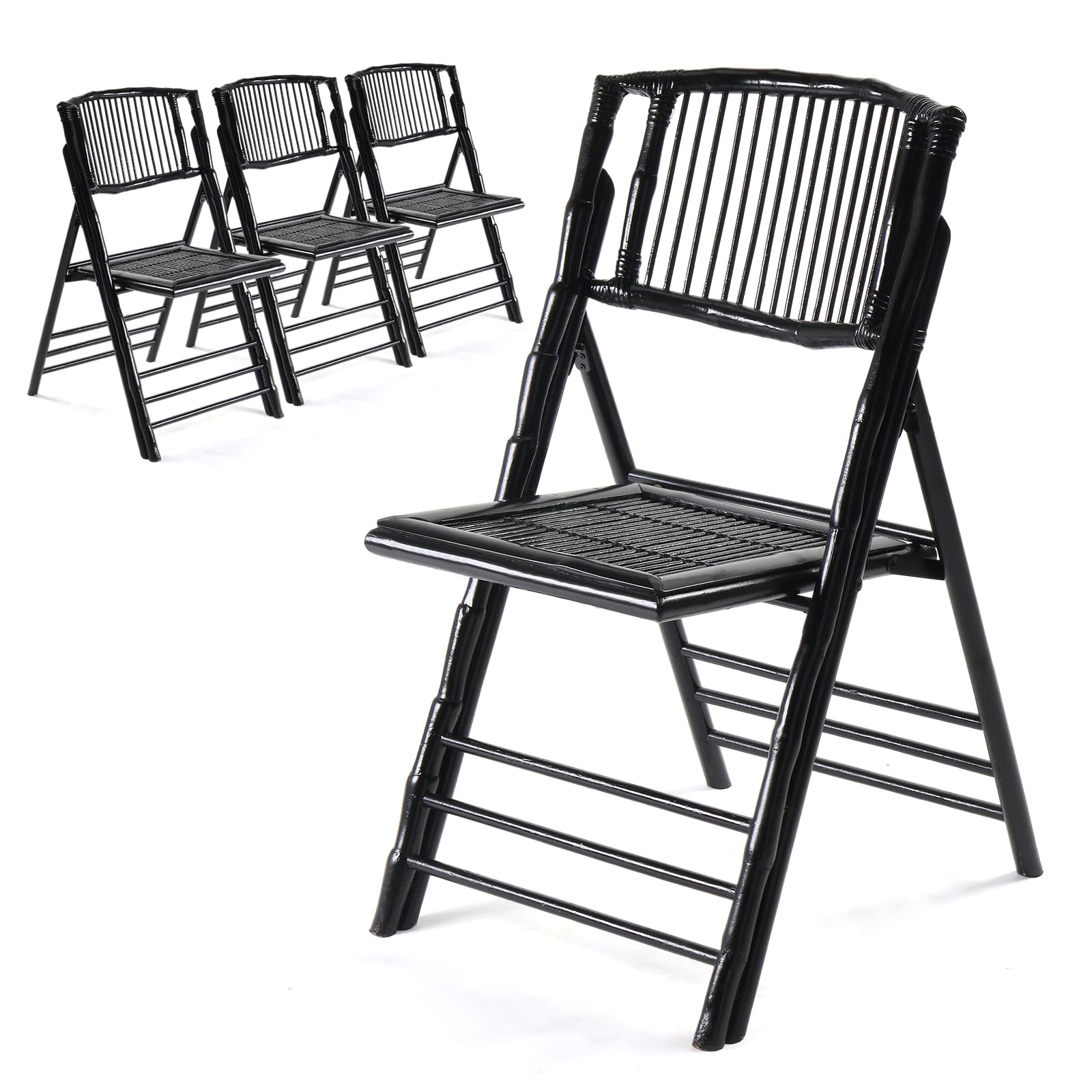Bamboo Folding Chairs-Black