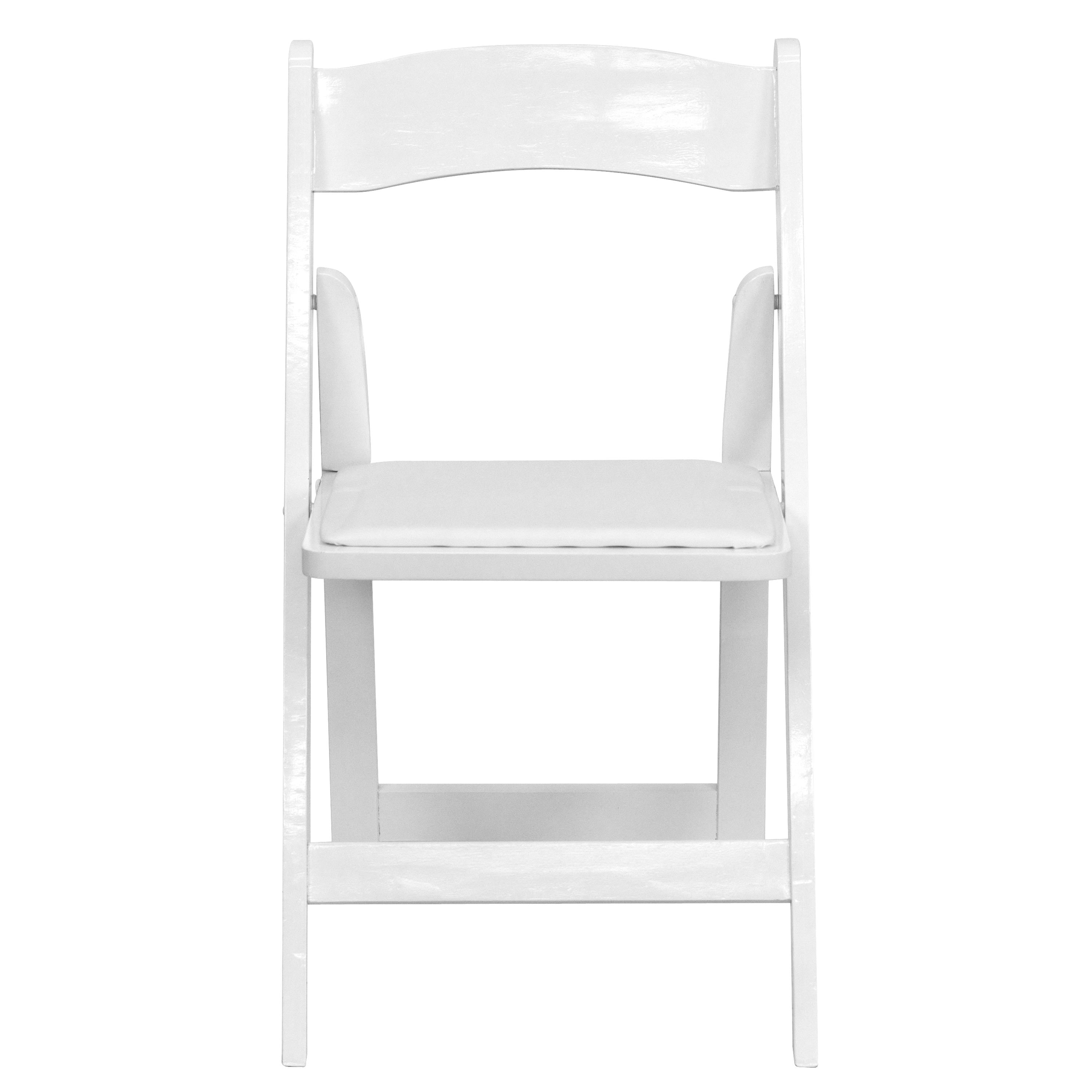 White Padded Wood Folding Chair