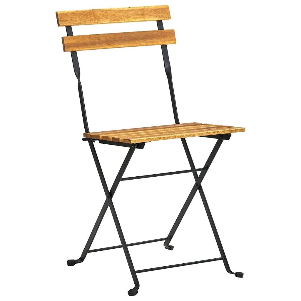 Sedia da bistrot pieghevole in legno e metallo nero