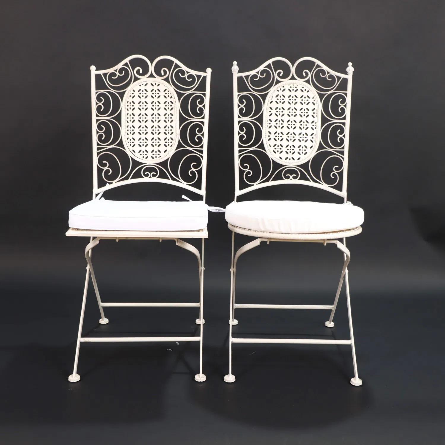 Vintage Metal Folding Chair with Square Seat