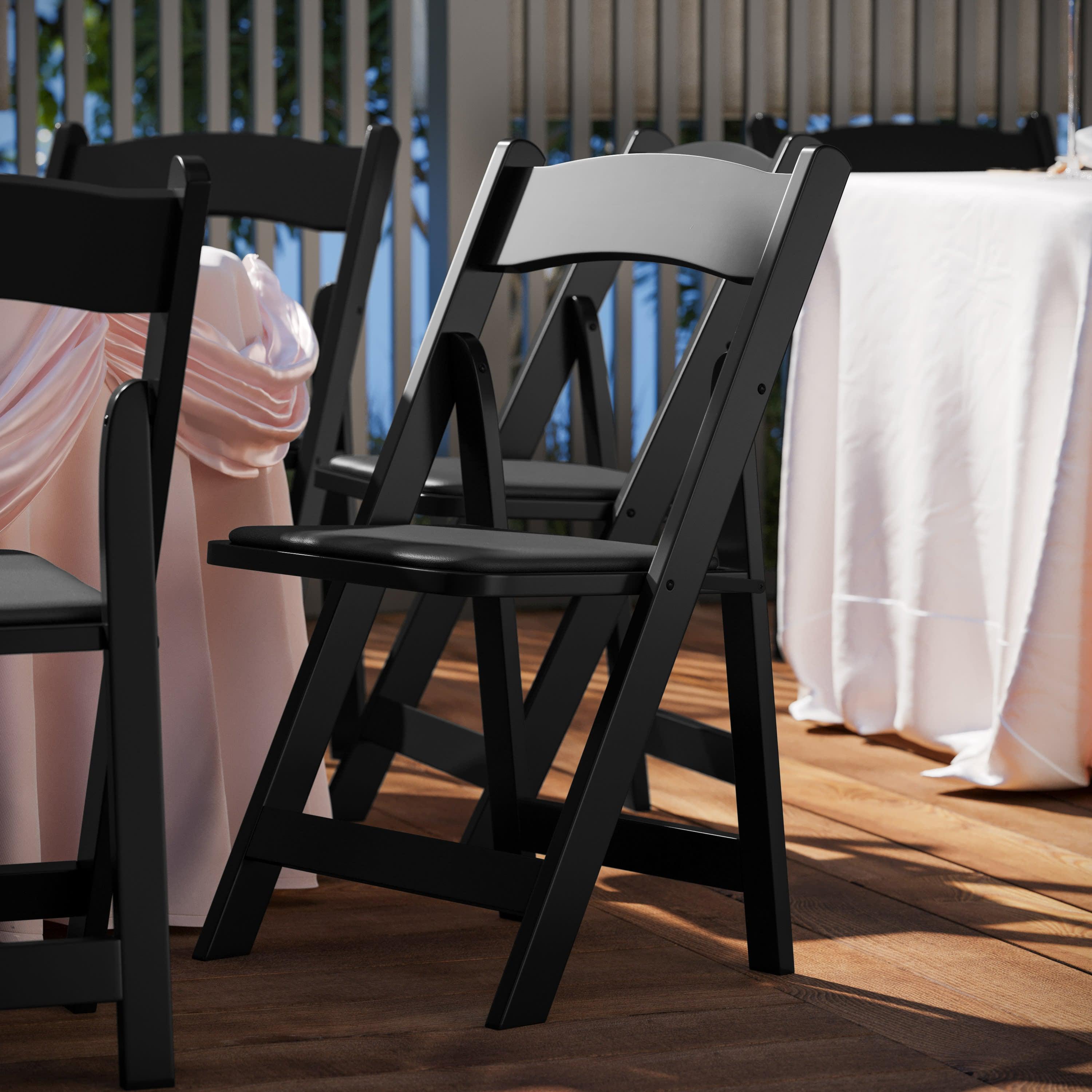 Black Padded Wood Folding Chair