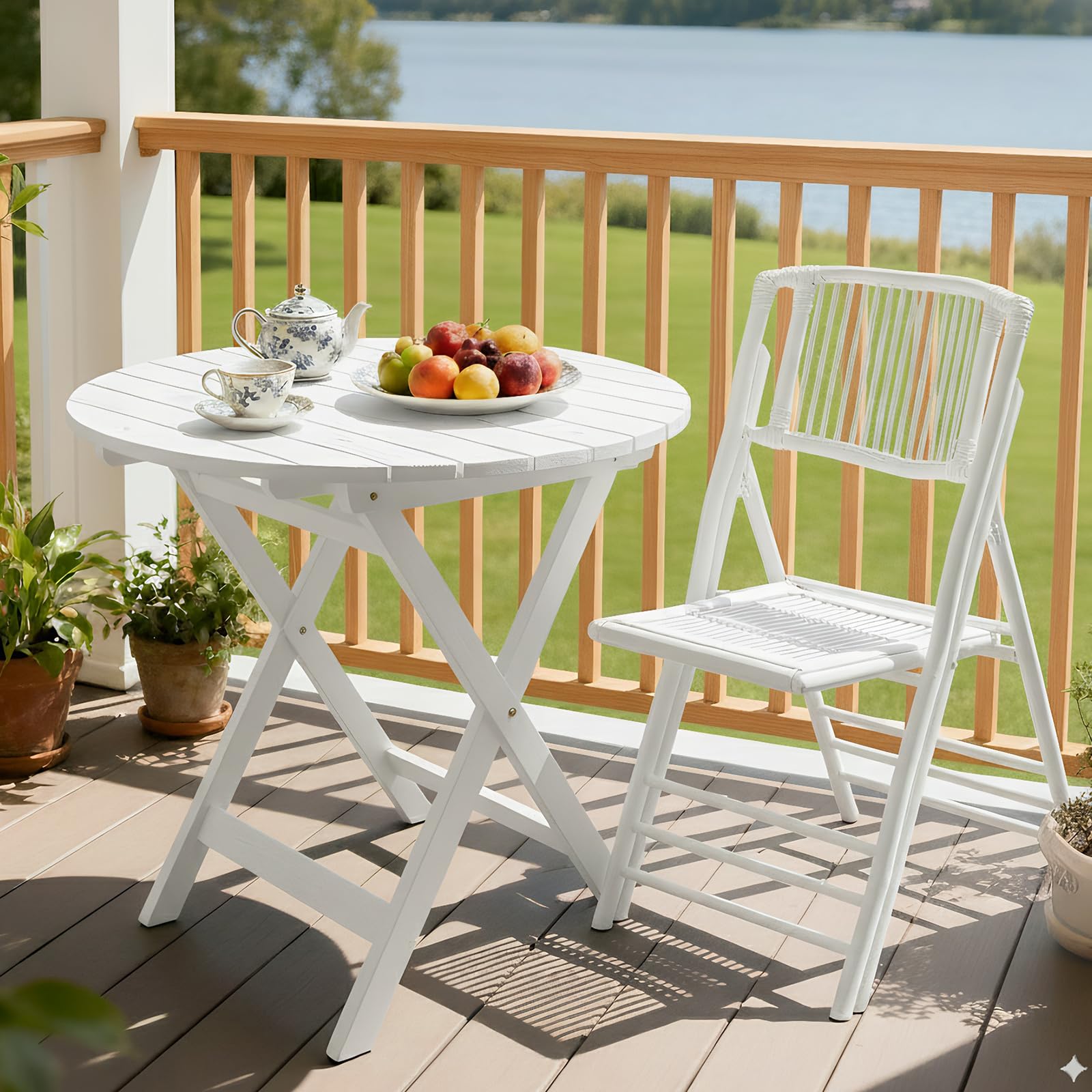 White Bamboo Folding Chair