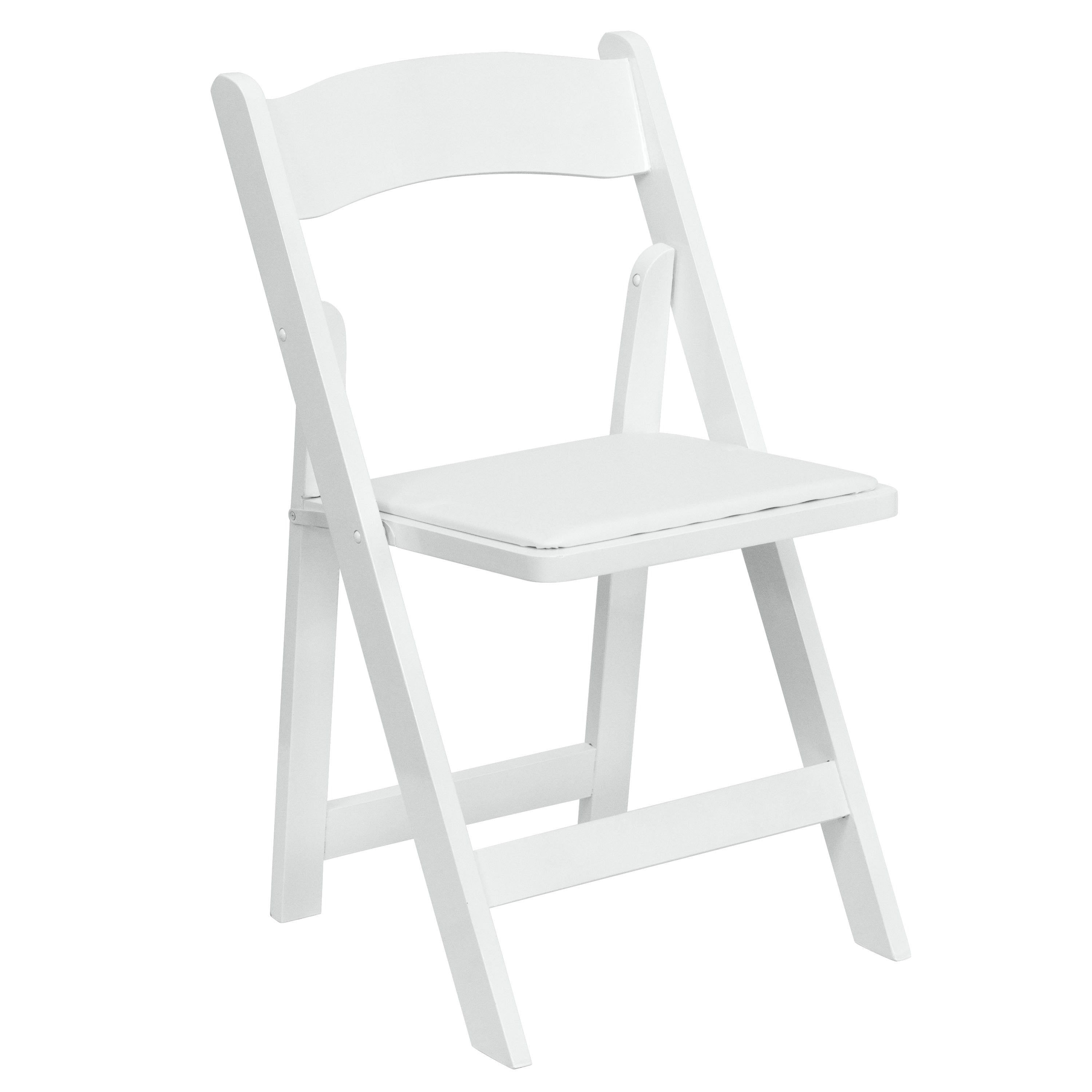 White Padded Wood Folding Chair