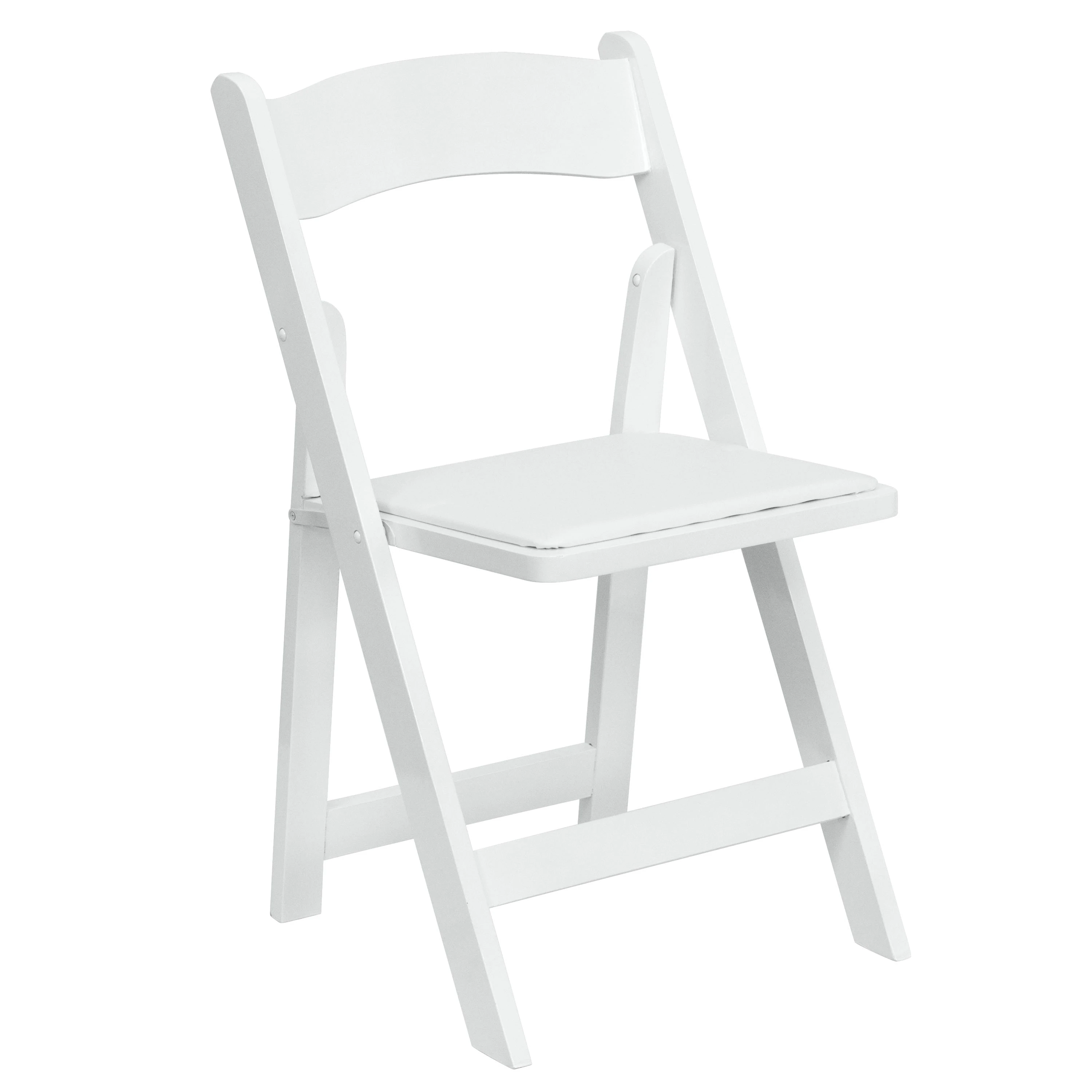 Sedia pieghevole in legno bianco imbottito