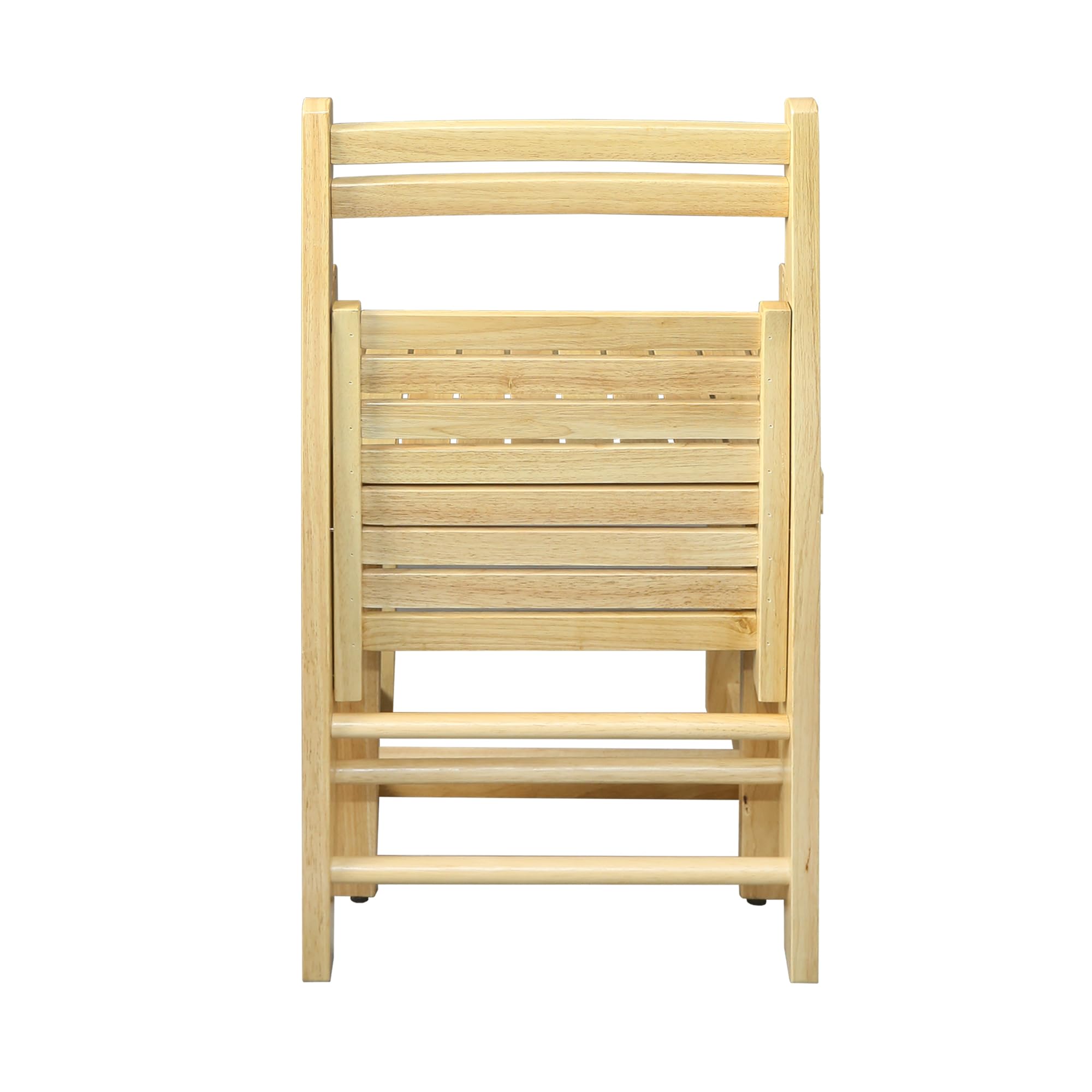 Natural Wood Slatted Folding Chair