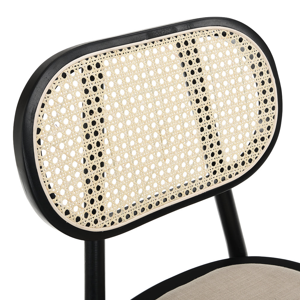Wood Chair With Rattan back-Black