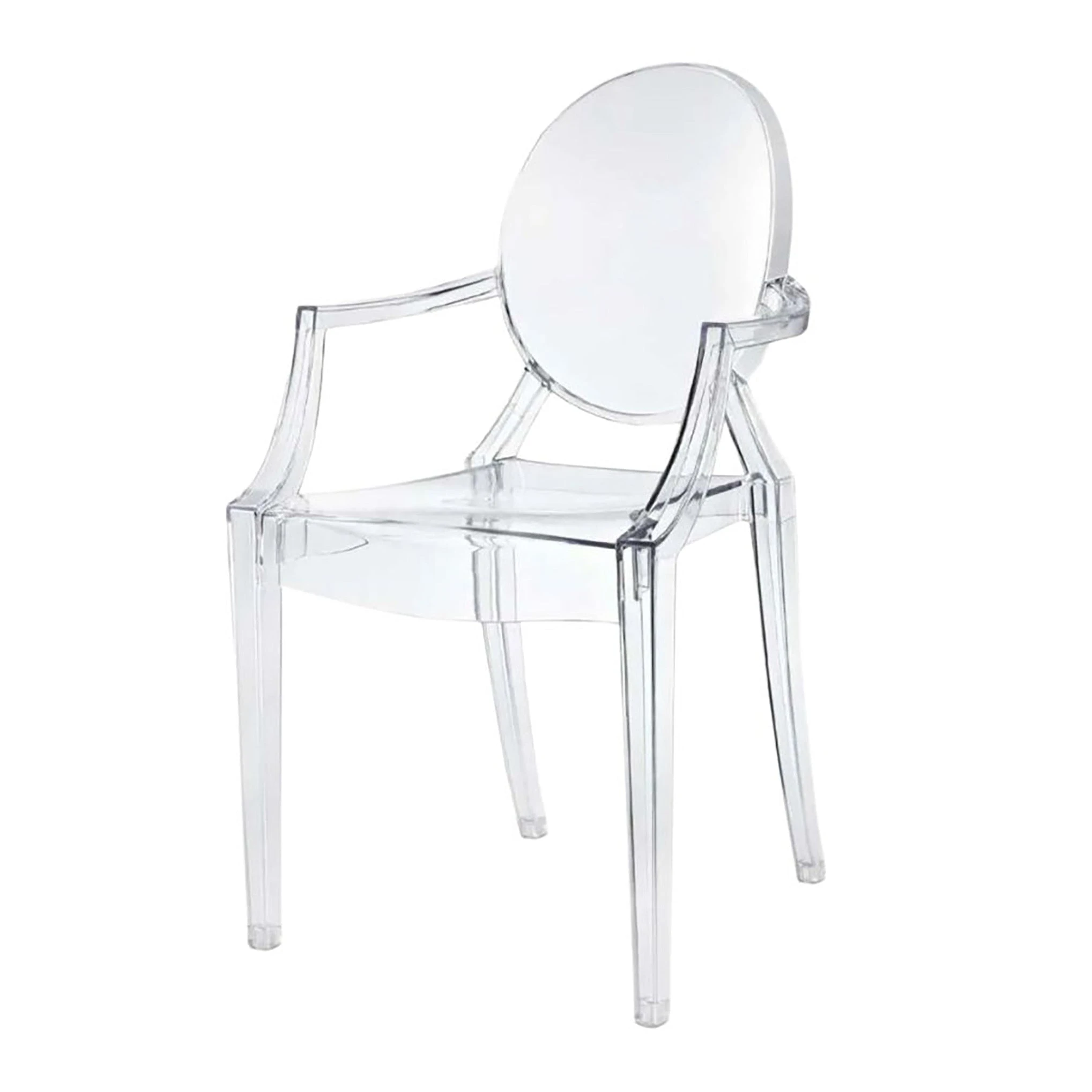 Sedia Ghost in resina trasparente con braccioli