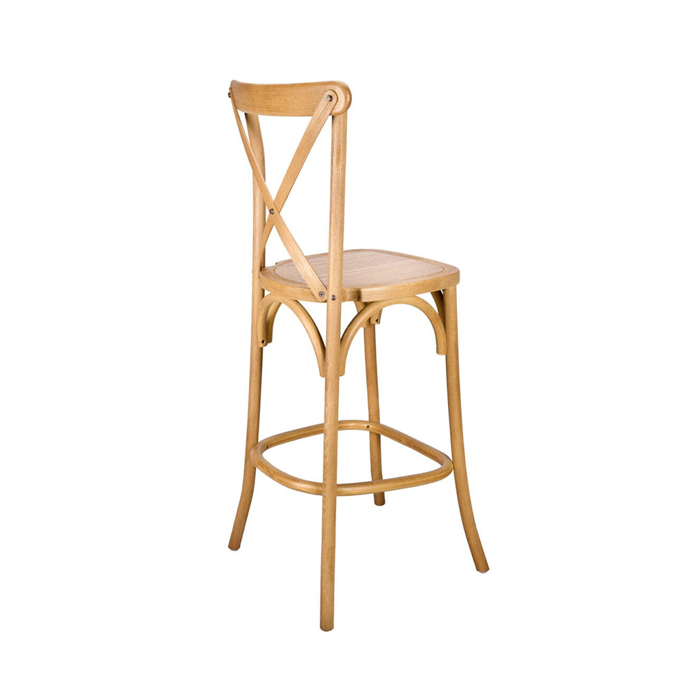 Chestnut Wood Cross Back Bar Stool