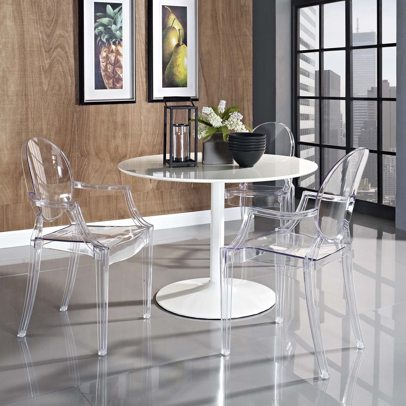 Resin Ghost Chair-Clear with Arms