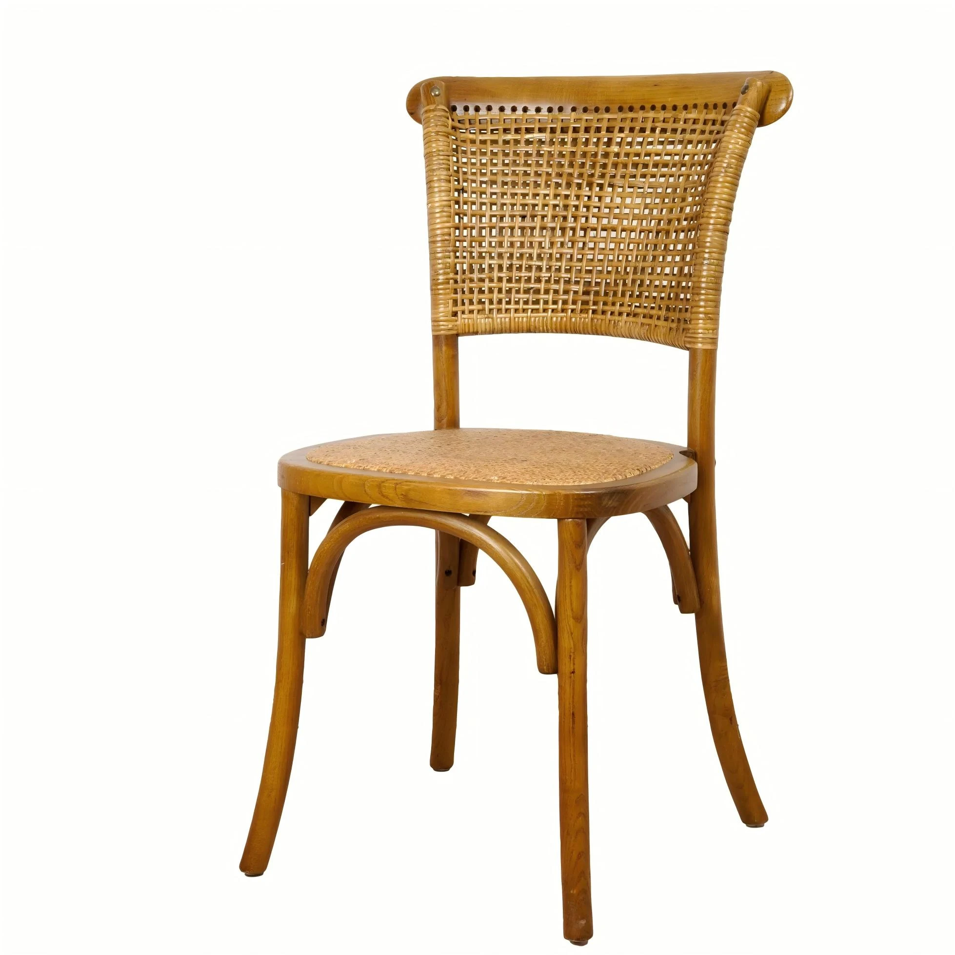 Sedia in olmo e rattan - Marrone lucido