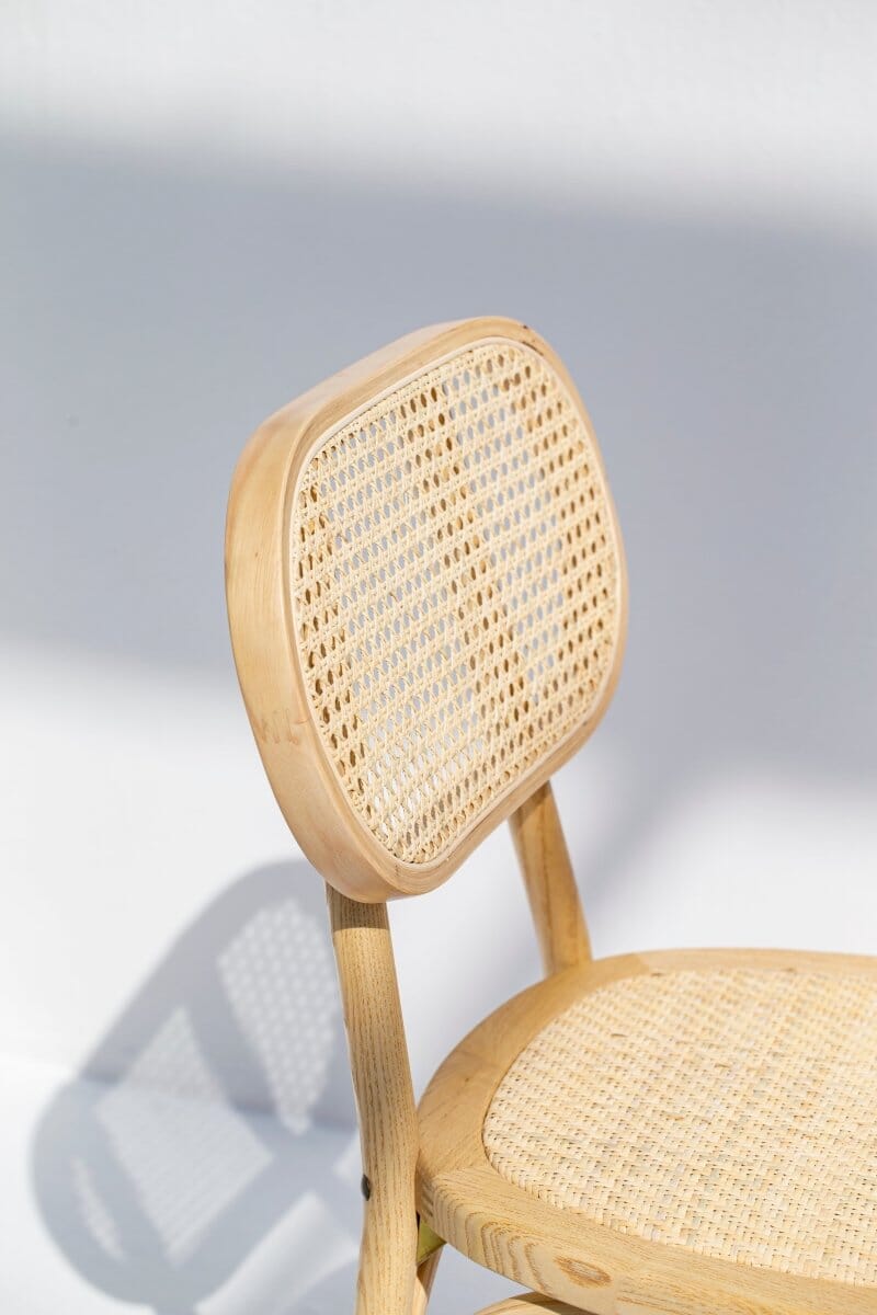 Wood Chair With Rattan back-Natural