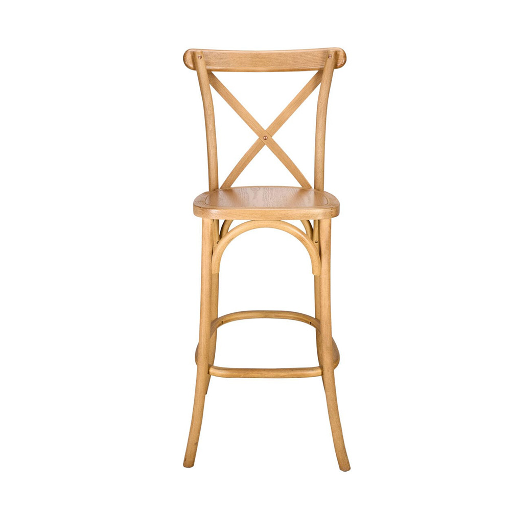 Chestnut Wood Cross Back Bar Stool