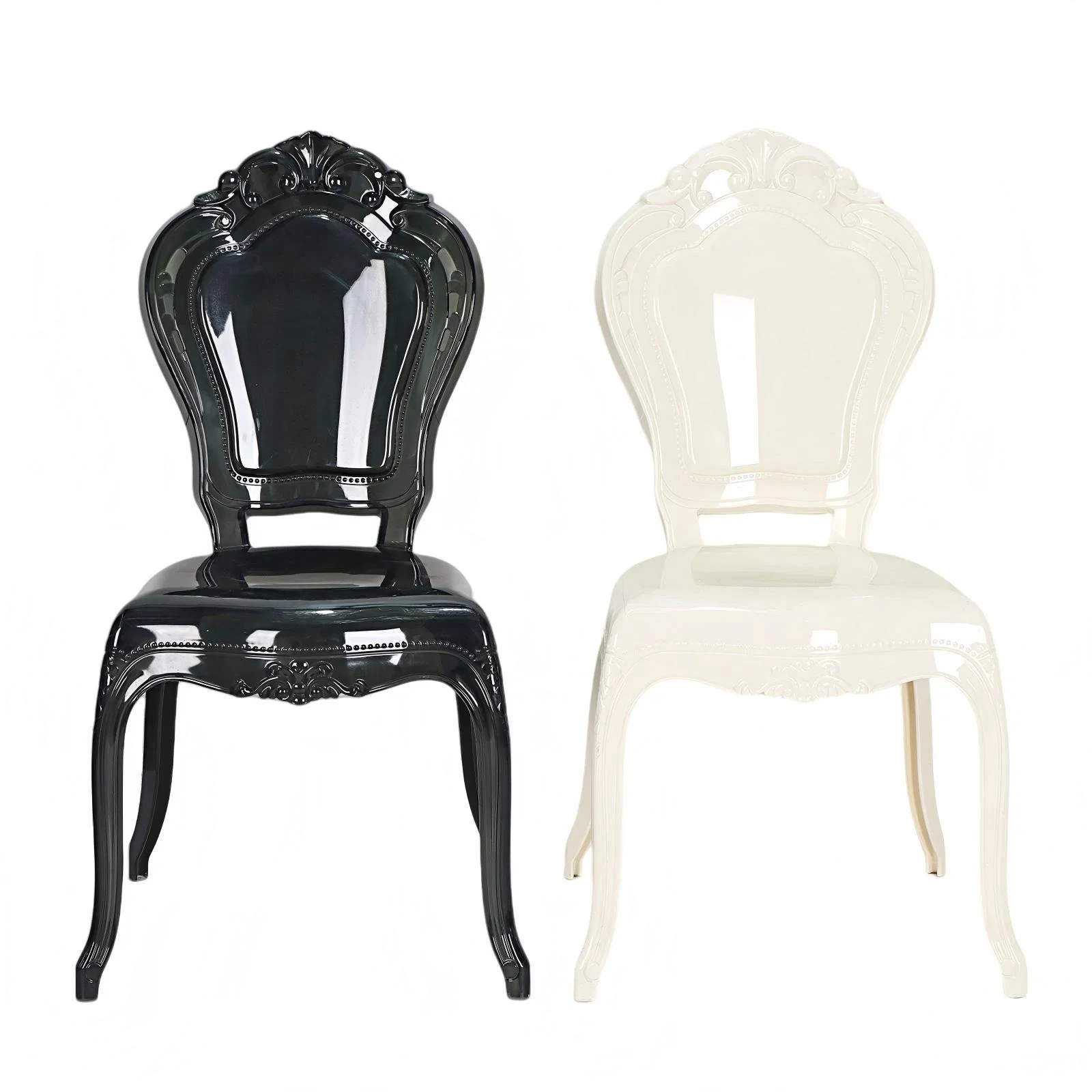 Sedia impilabile in plastica nera Royal Princess Bella