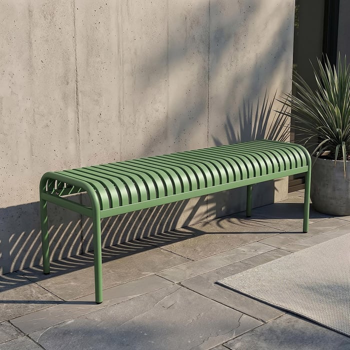 Metal Slatted Bench