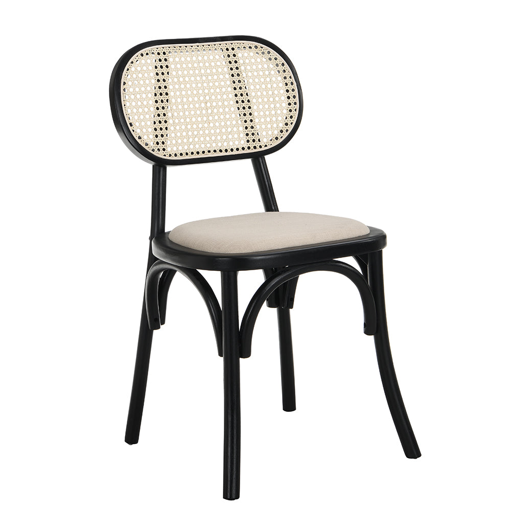 Wood Chair With Rattan back-Black