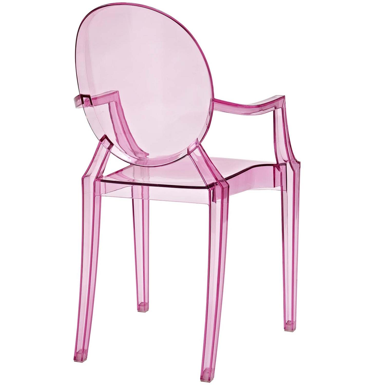 Resin Ghost Chair-Pink with Arms