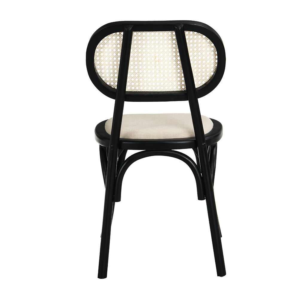 Wood Chair With Rattan back-Black