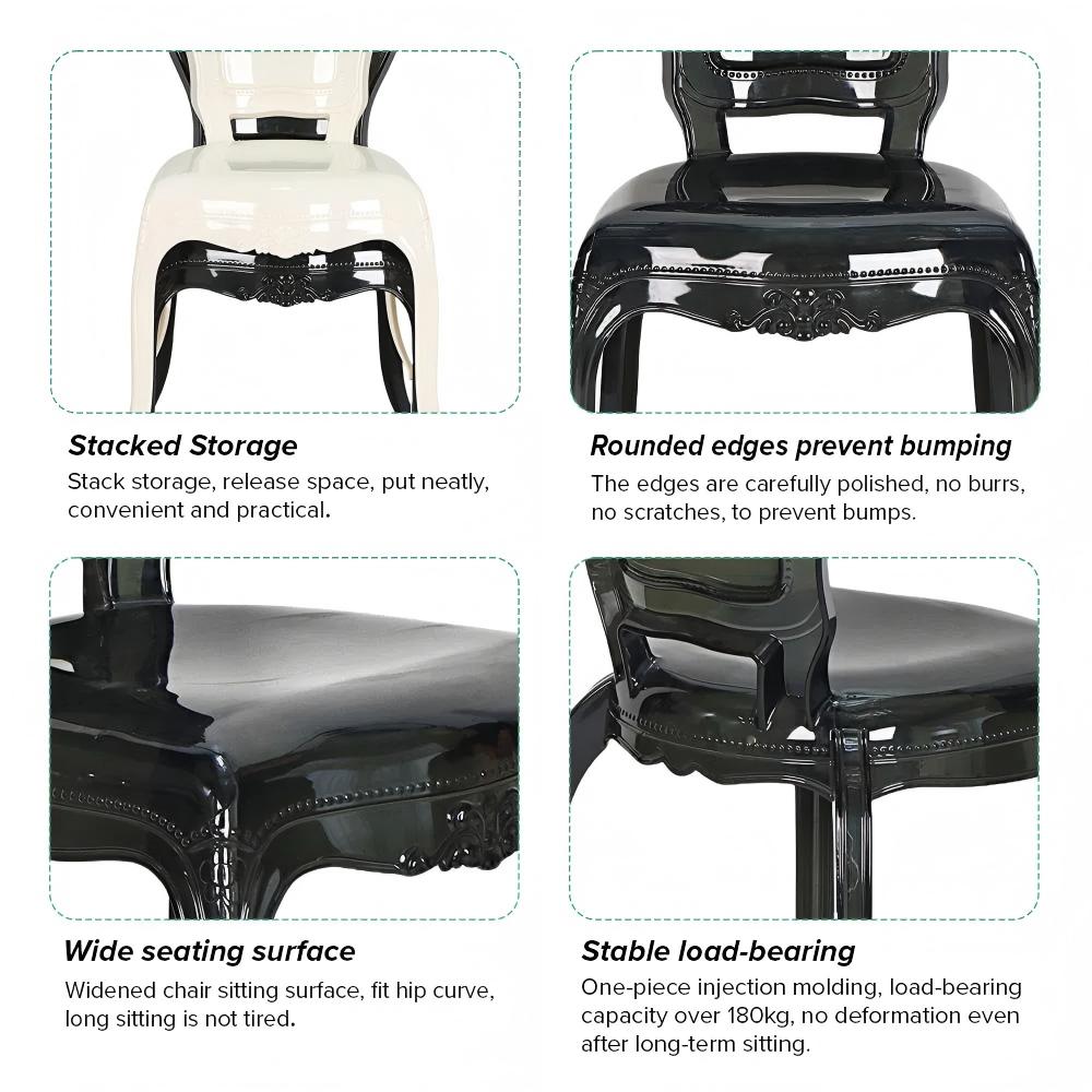 Stackable Plastic Black Royal Princess Bella Chair