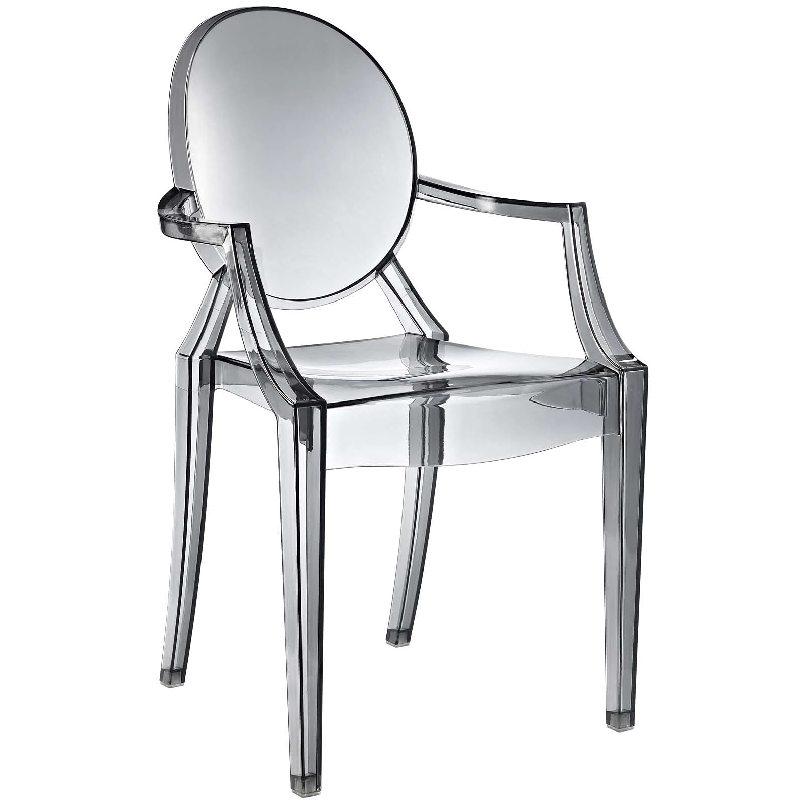 Sedia Ghost-Smokey in resina con braccioli