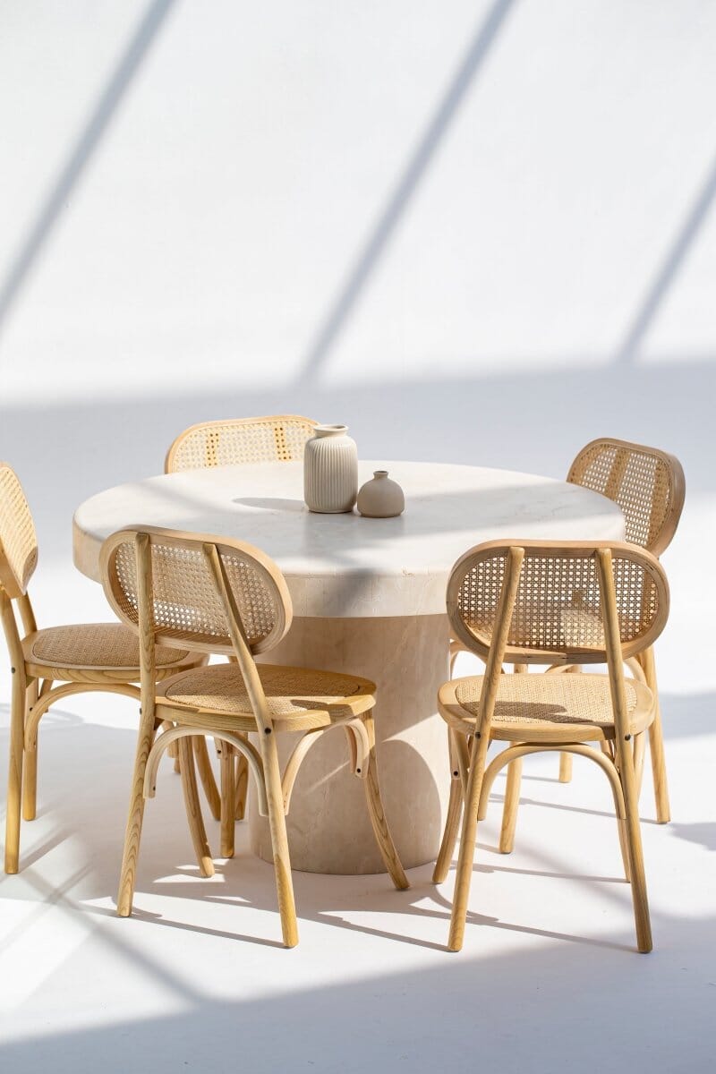 Wood Chair With Rattan back-Natural
