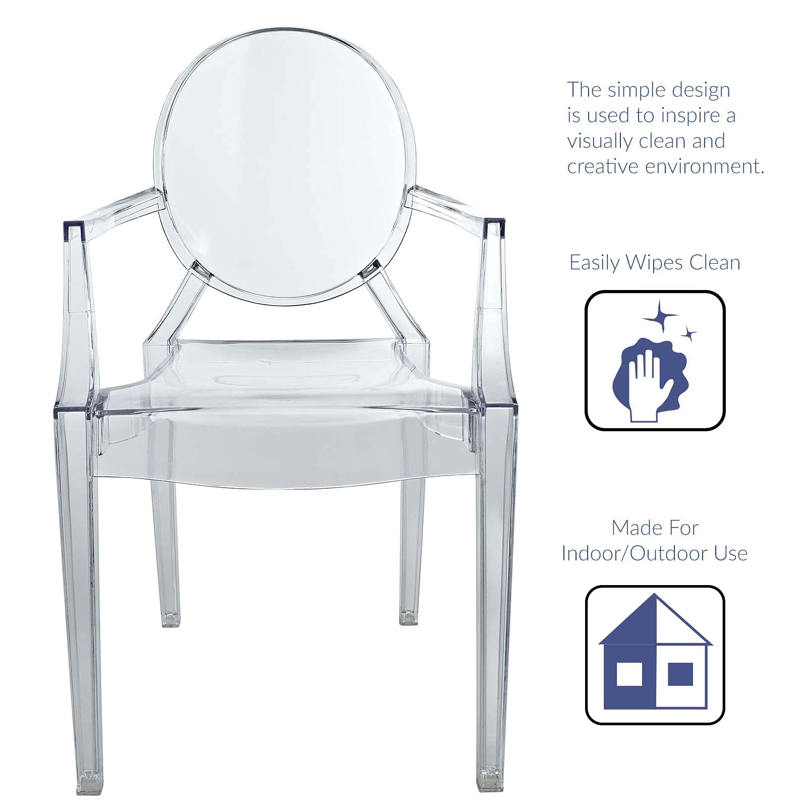 Resin Ghost Chair-Clear with Arms