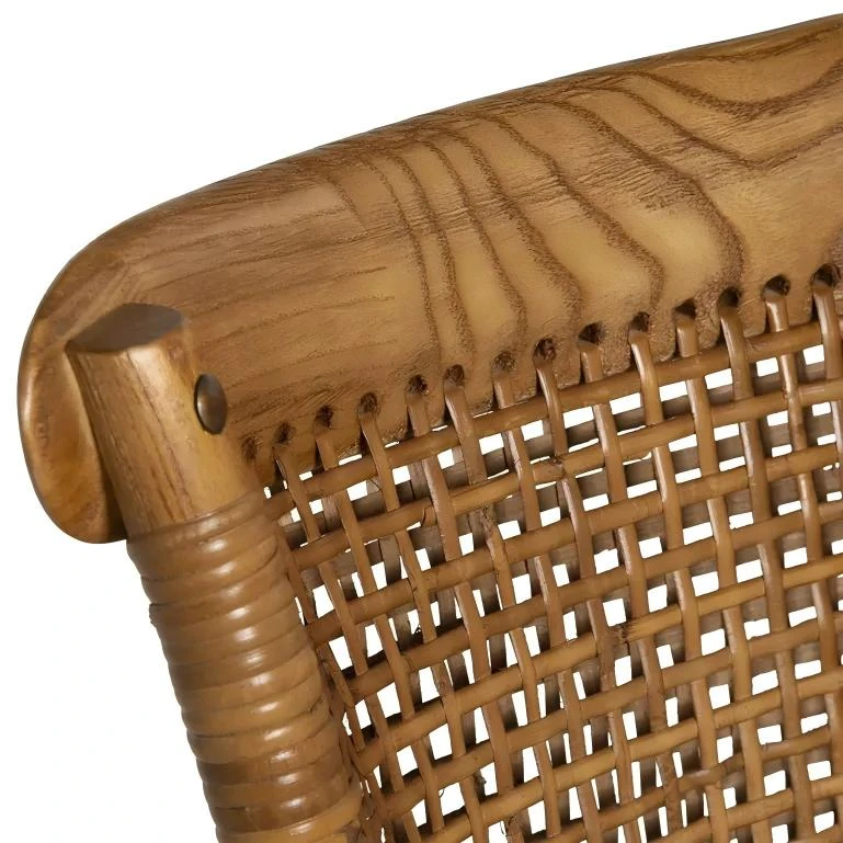 Sedia in olmo e rattan - Marrone lucido