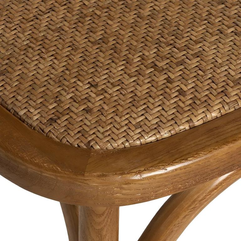 Elm and Rattan Chair -Polished Brown