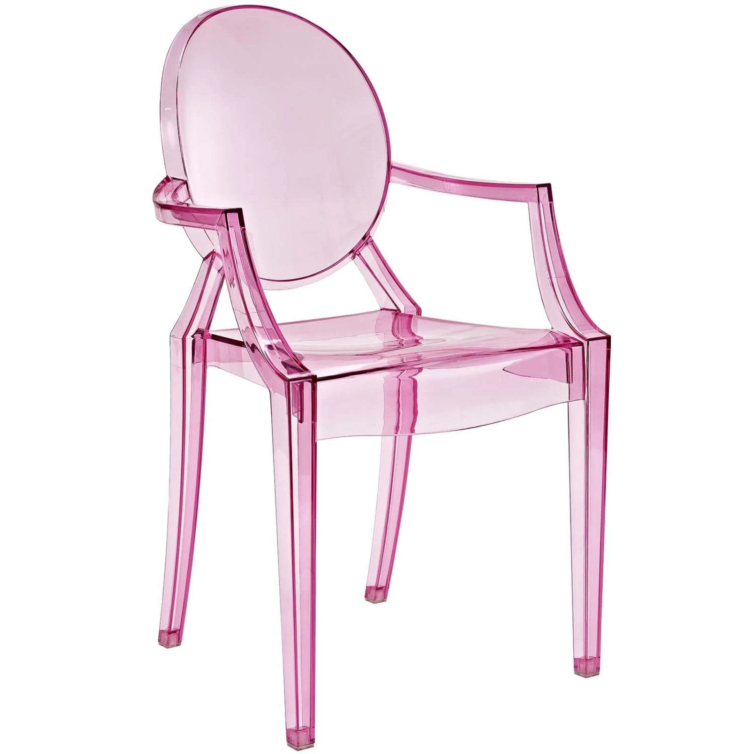 Sedia Ghost in resina rosa con braccioli