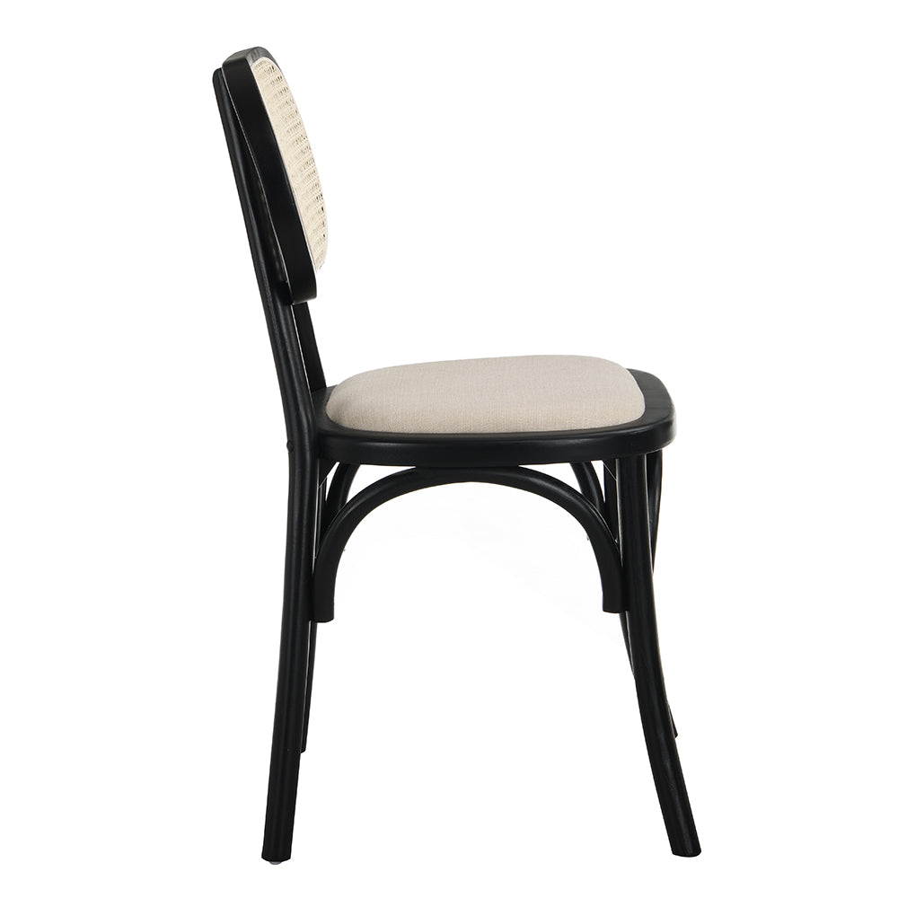 Wood Chair With Rattan back-Black