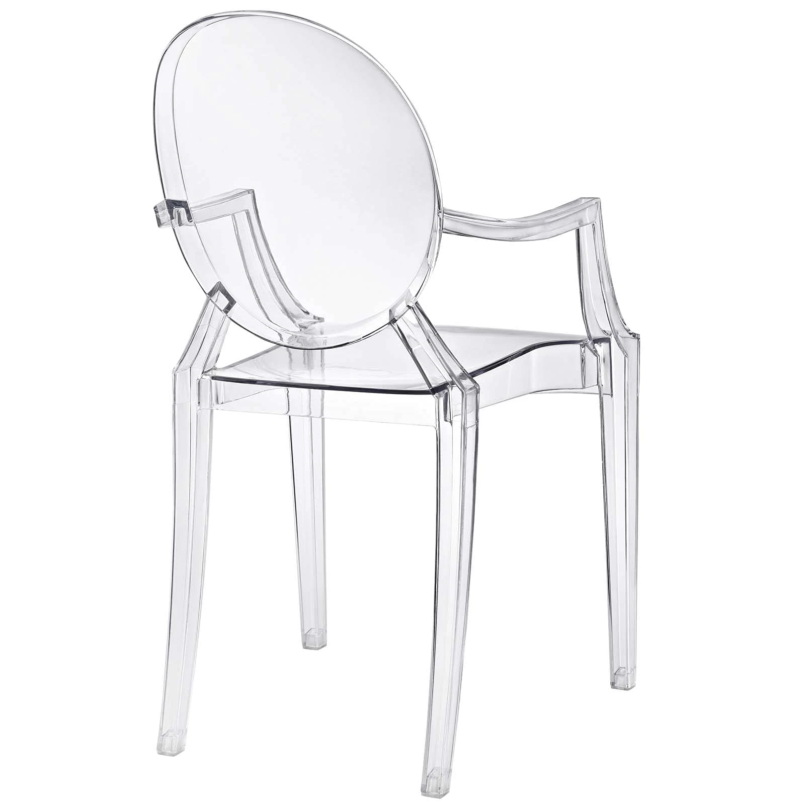 Sedia Ghost in resina trasparente con braccioli