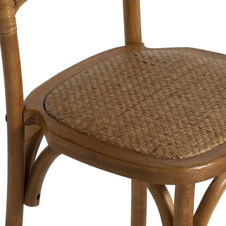 Elm and Rattan Chair -Polished Brown