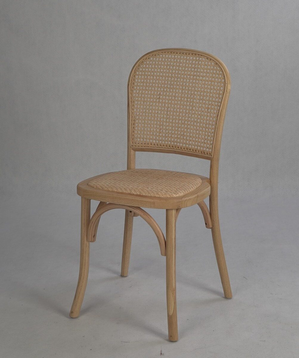 Beech Wood Natural Rattan Back Chair with Seat