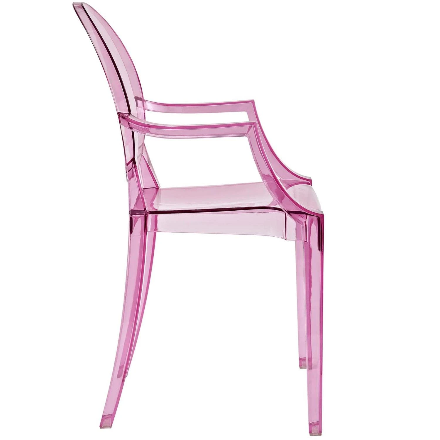 Sedia Ghost in resina rosa con braccioli