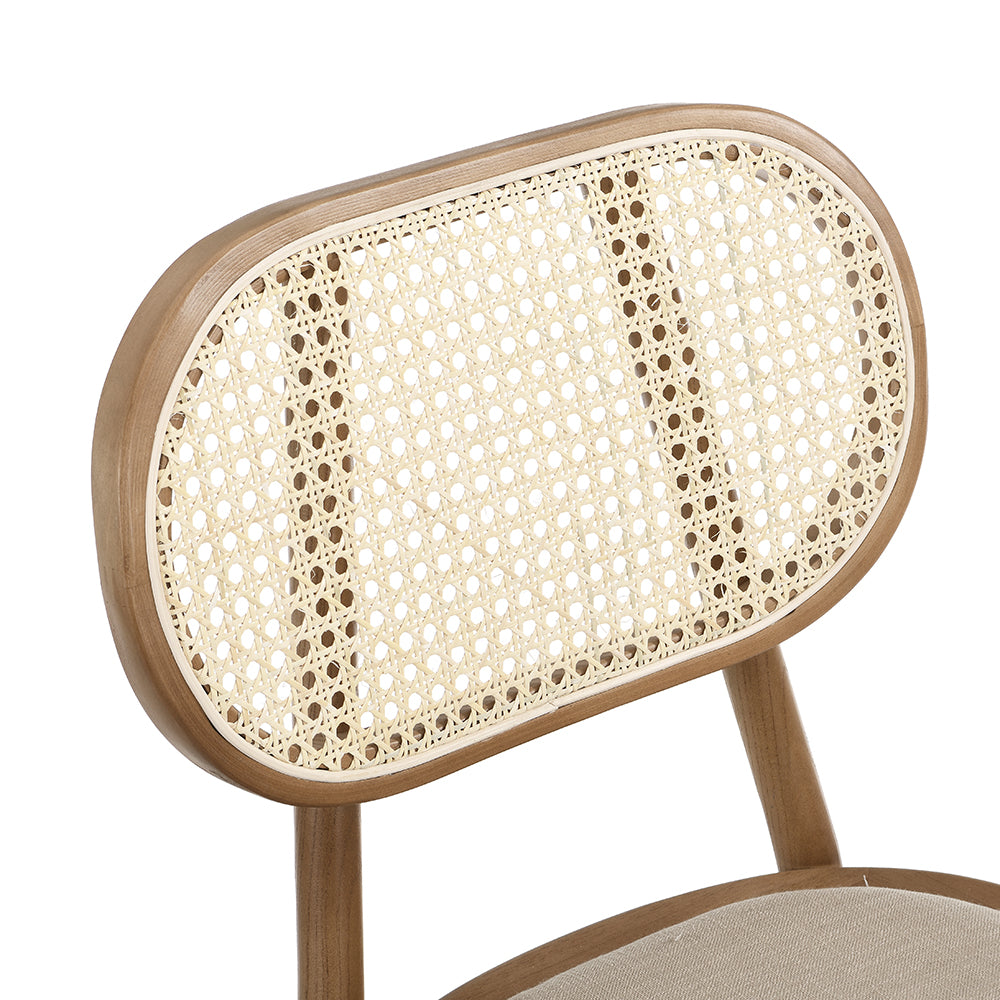 Cane Rattan and Upholstered Chairs-Natrural