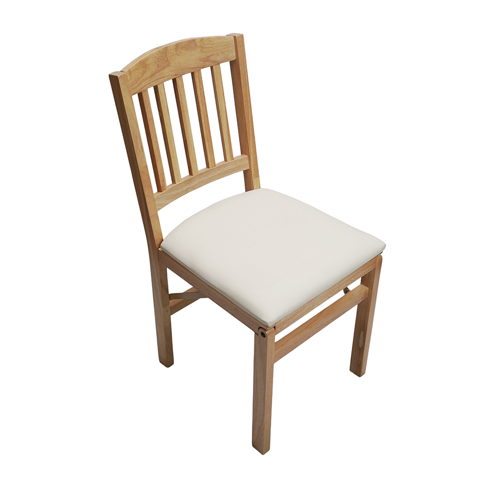 Natural Wood Folding Chair with Upholstered Seat