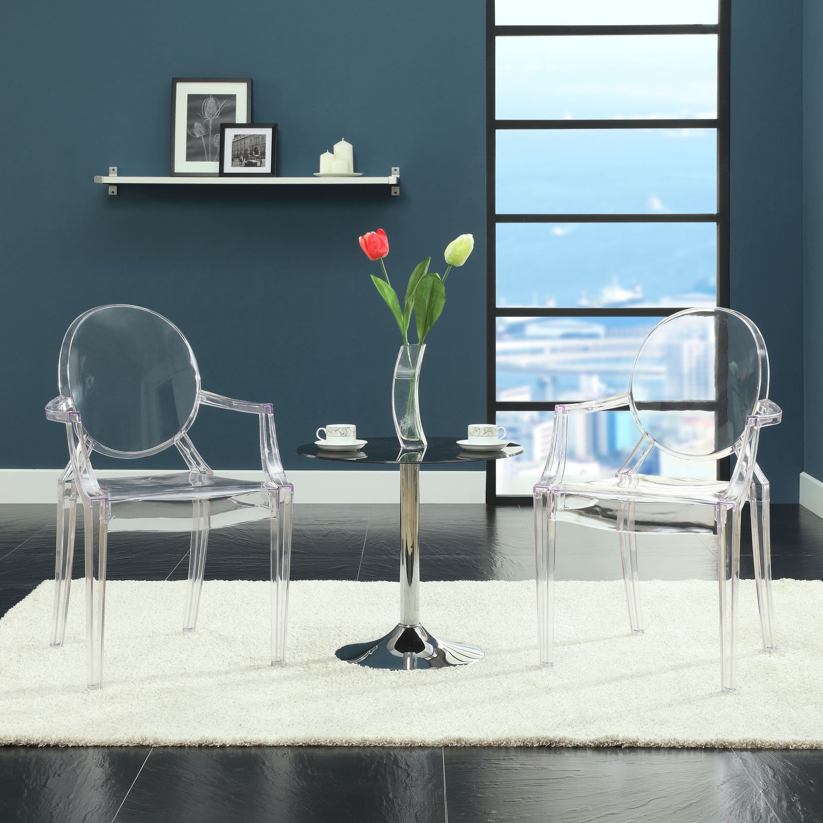 Resin Ghost Chair-Clear with Arms