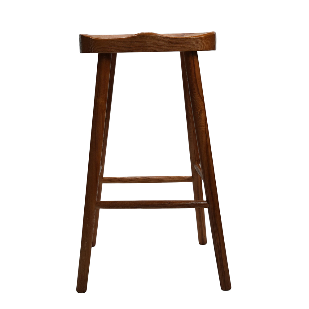 Brown Finished Solid Wood Bar Stool