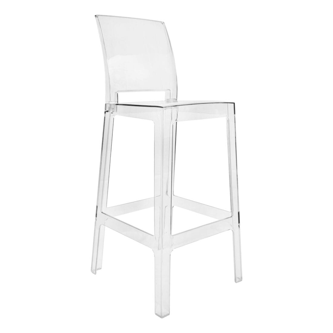 Clear Resin Square Back Ghost Bar Stool