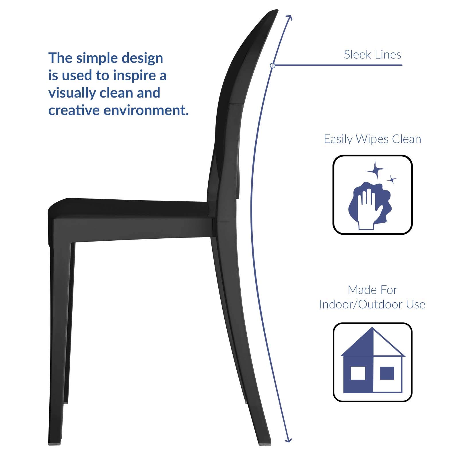 Resin Ghost Chair-Black without Arms