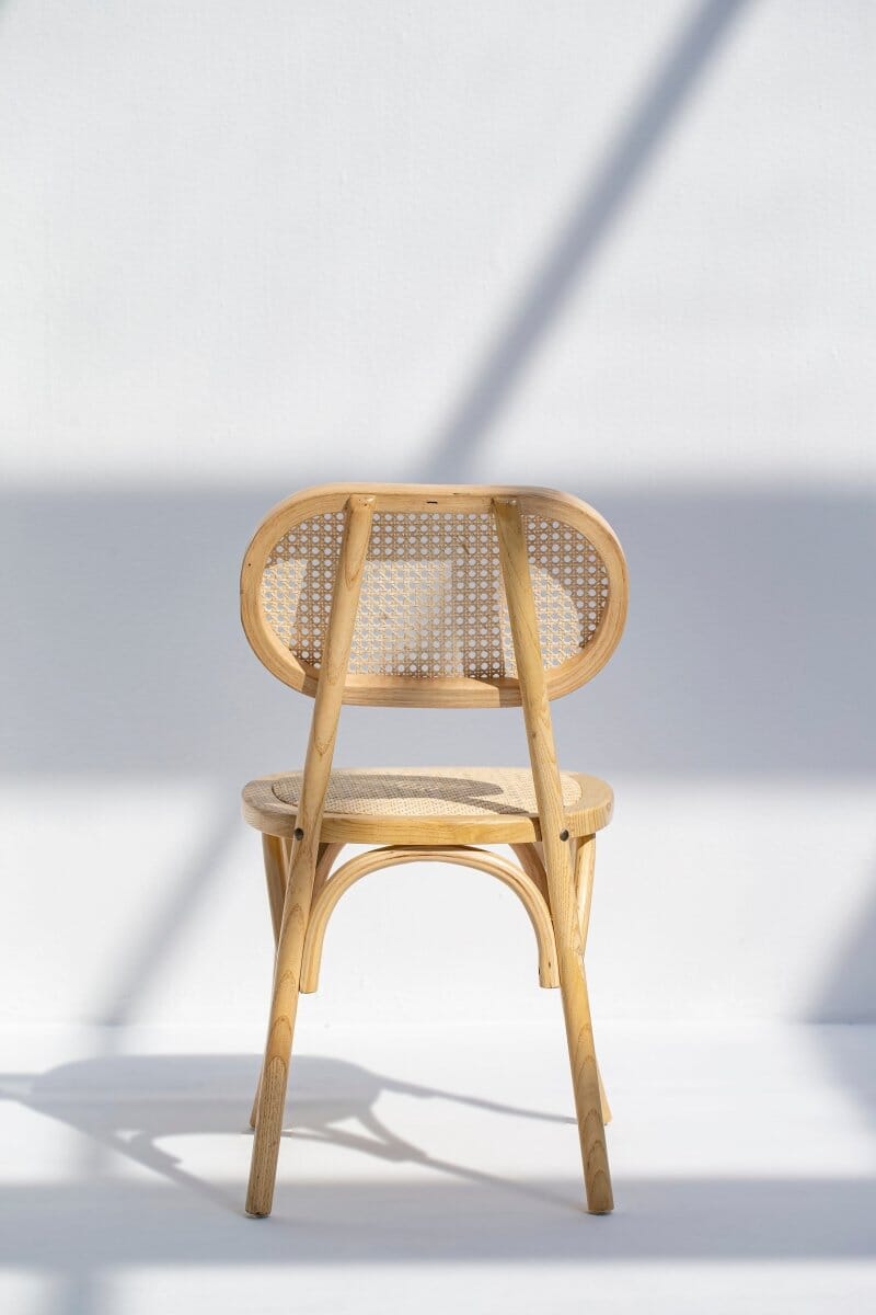 Wood Chair With Rattan back-Natural