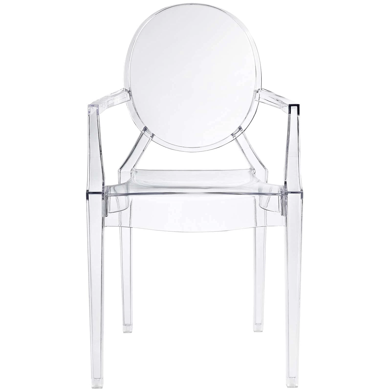 Sedia Ghost in resina trasparente con braccioli