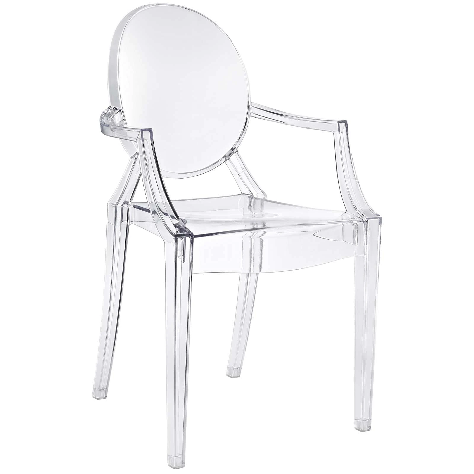 Sedia Ghost in resina trasparente con braccioli