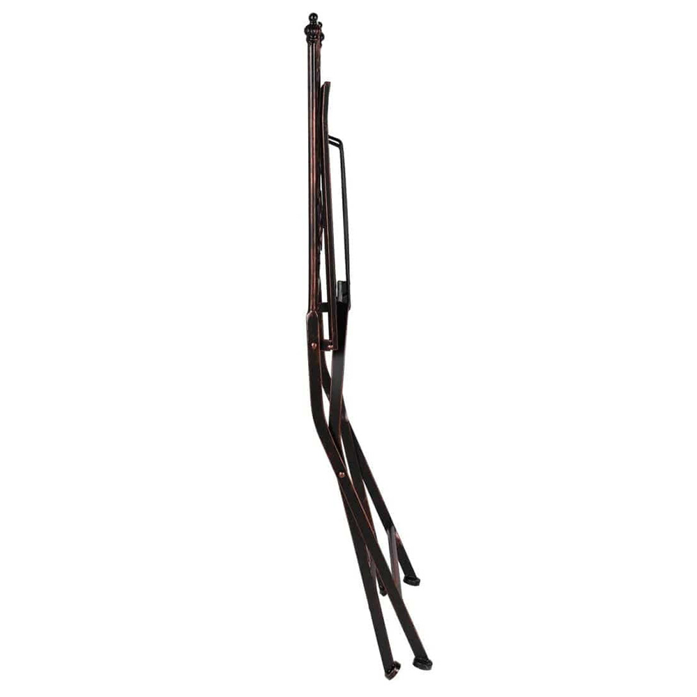 Distressed Bronze Floral Wrought Iron Bistro Folding Chair
