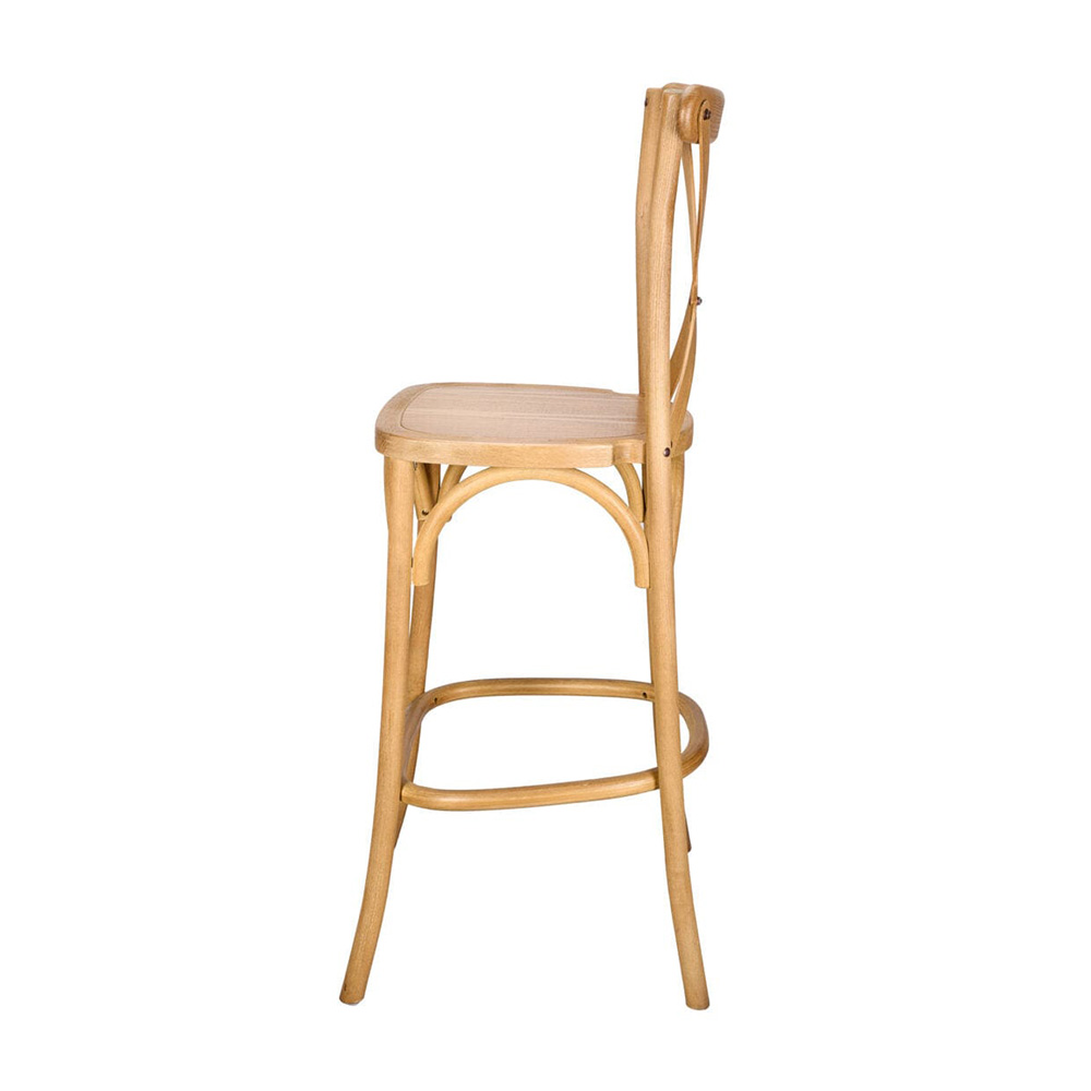 Chestnut Wood Cross Back Bar Stool