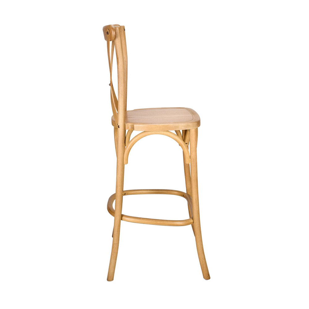 Chestnut Wood Cross Back Bar Stool