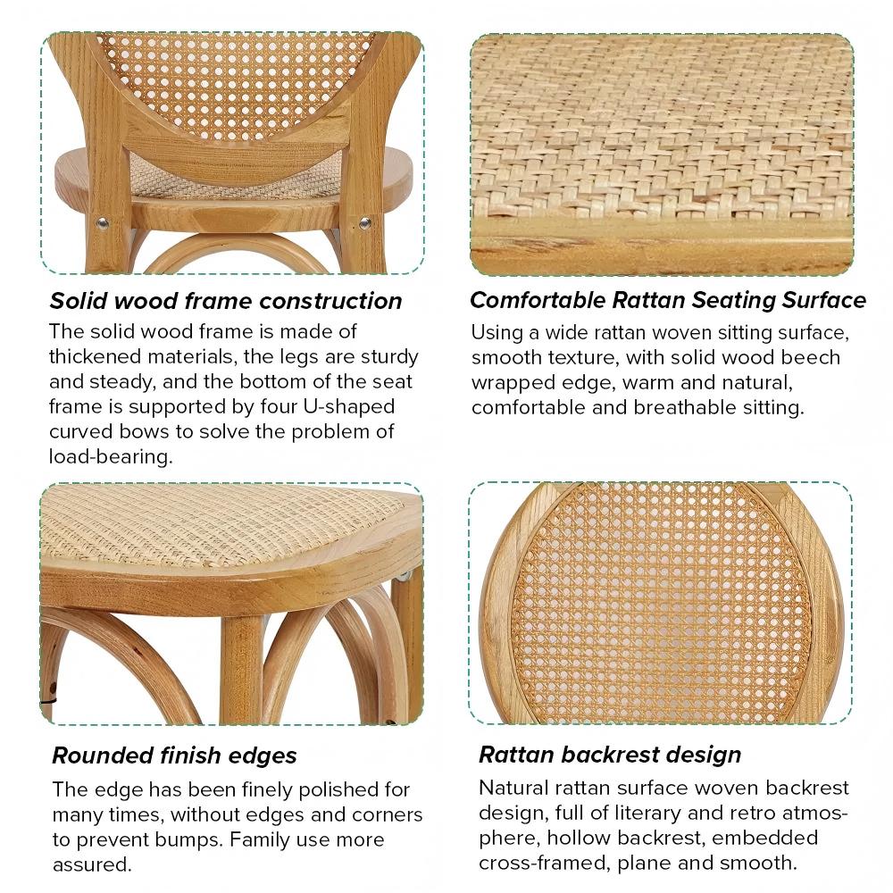 Natural Louis Rattan back Chair-Rattan Seat