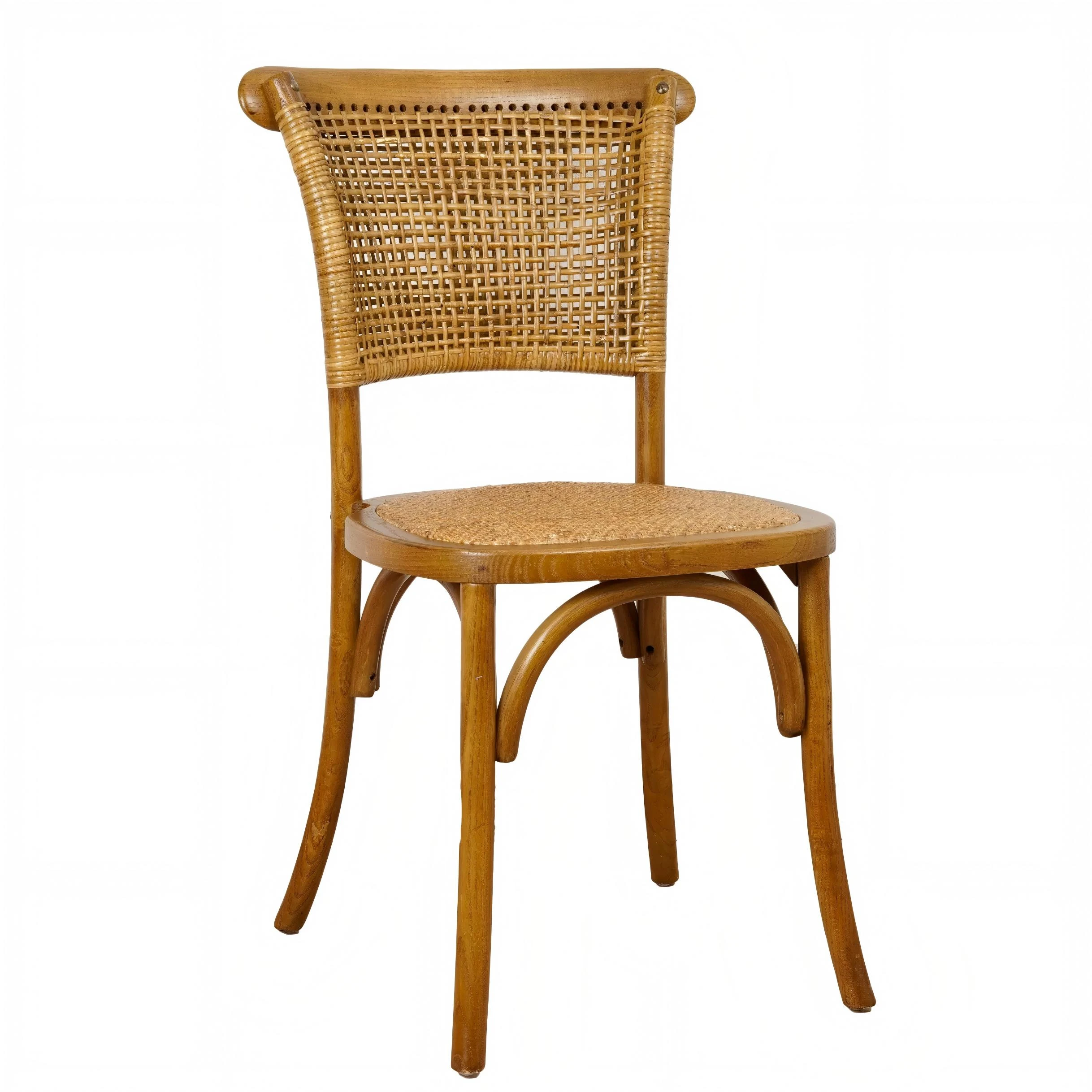 Sedia in olmo e rattan - Marrone lucido