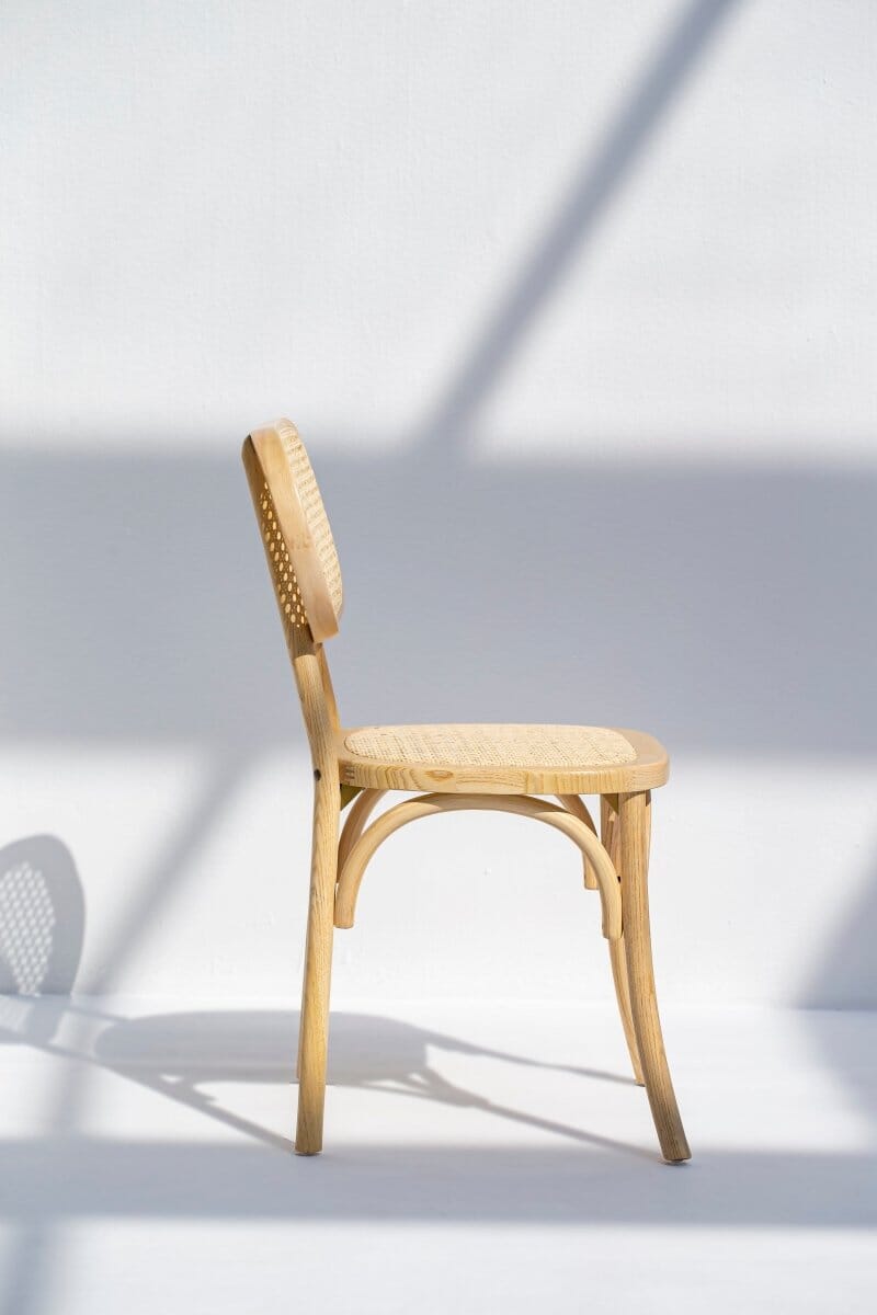 Wood Chair With Rattan back-Natural